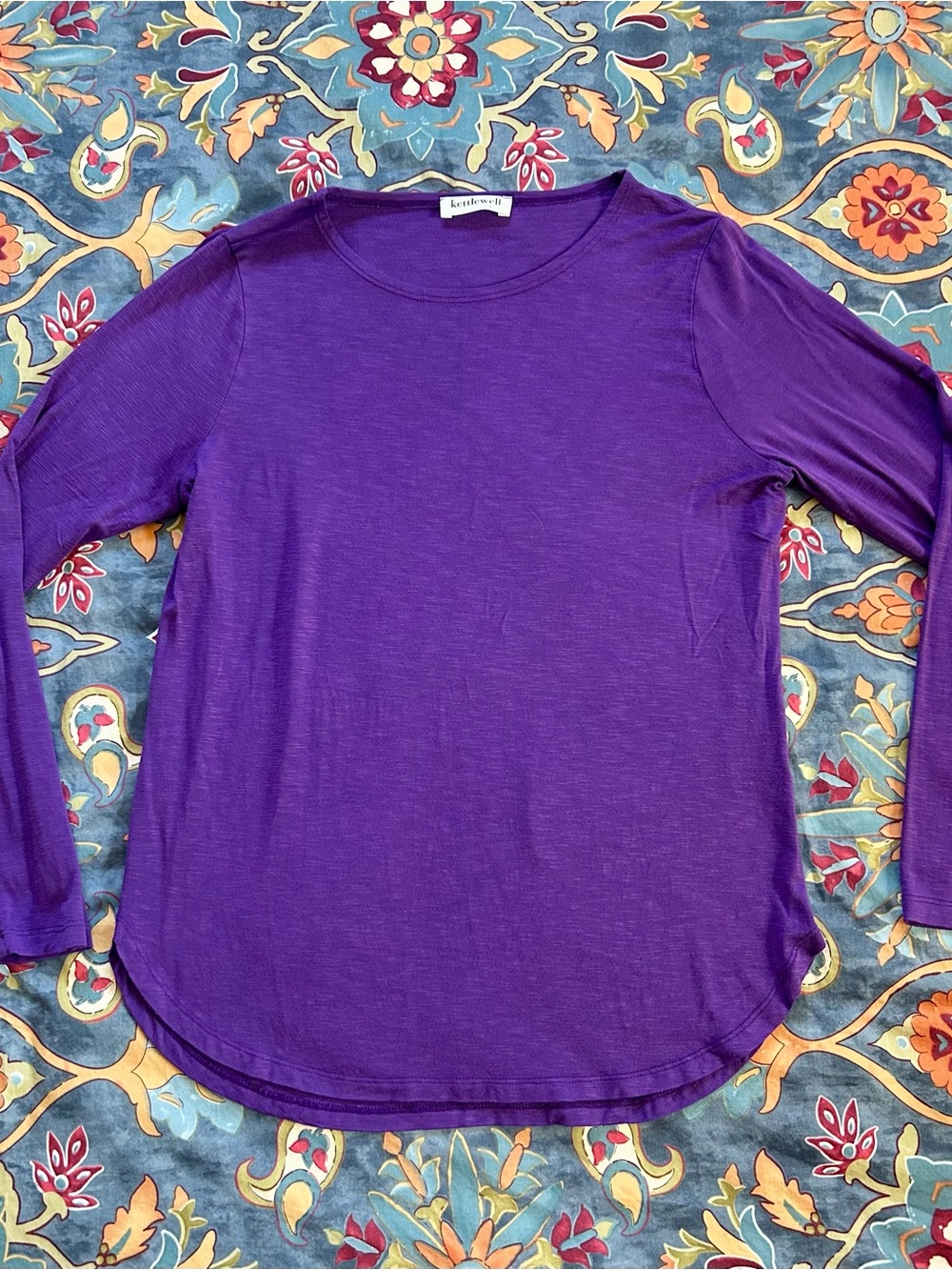 Kettlewell. Purple Long-Sleeve Crewneck Tee - Lightweight Everyday Top